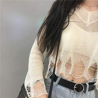 Fringed Hem Knit Top
