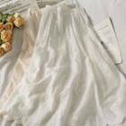 Elastic-waist Embroidered Midi Skirt
