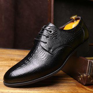 Faux Leather Block Heel Dress Shoes