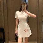 Short-sleeve Mini A-line Qipao Dress / Shorts / Set