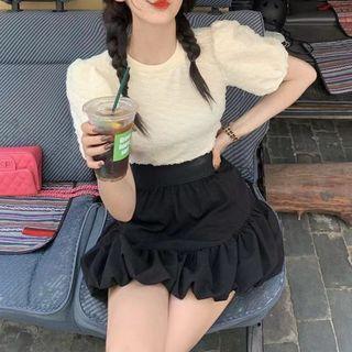 Puff-sleeve Tied Back Blouse