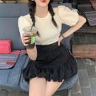 Puff-sleeve Tied Back Blouse