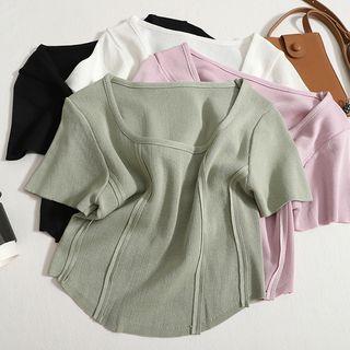 U-neck Cropped Knit Top