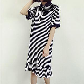Striped Short Sleeve Polo Dress