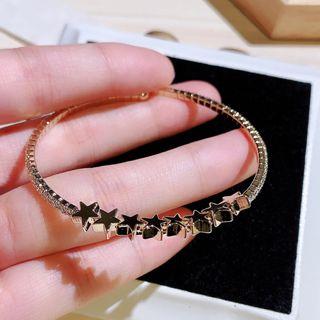Rhinestone Star Bangle Gold - One Size