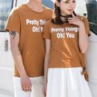 Couple Matching Set: Lettering Short-sleeve T-shirt + Shorts / Set: Lettering Short-sleeve T-shirt + High Waist A-line Skirt