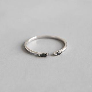 925 Sterling Silver Rhinestone Open Ring White Gold - Hk Size No. 13