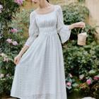Flare-sleeve Lace A-line Midi Dress