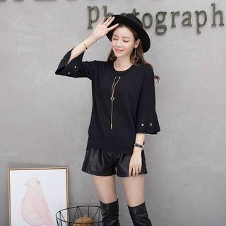 Chain Detail 3/4-sleeve Sweater