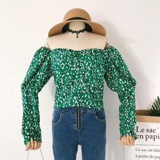 Leopard Long-sleeve Chiffon Top