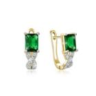 Elegant Plated Gold Geometric Earrings With Green Cubic Zircon Golden - One Size