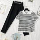 Set: Striped Polo T-shirt + Harem Pants