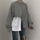 Asymmetric Long-sleeve Sweatshirt Gray - One Size