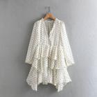 Layered Dotted Long-sleeve A-line Dress