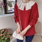 Pleated-collar Pullover