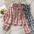 Off-shoulder Checker Shirt