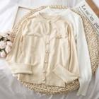 Pearl-button Knit Top