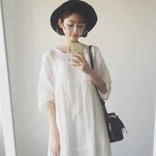 Plain Midi Dress With Slipdress