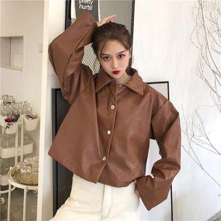 Faux Leather Single-breasted Jacket