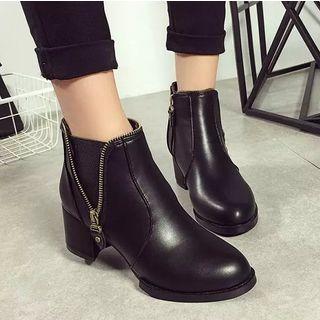 Zip Detail Block Heel Ankle Boots