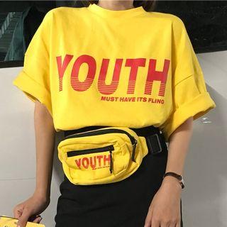 Set: Lettering Short Sleeve T-shirt + Sling Bag