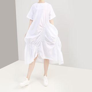 Asymmetrical Short-sleeve Medium Midi Dress