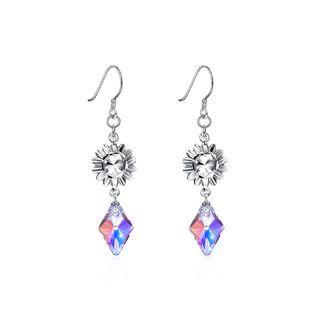 925 Sterling Silver Diamond Earrings With Austrian Element Crystal Silver - One Size