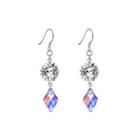 925 Sterling Silver Diamond Earrings With Austrian Element Crystal Silver - One Size