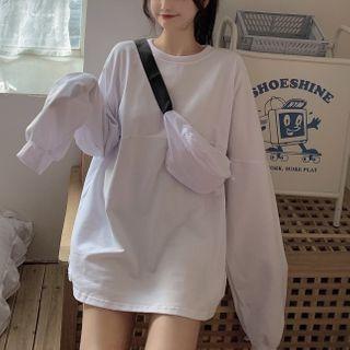 Set: Long-sleeve Plain T-shirt + Sling Bag