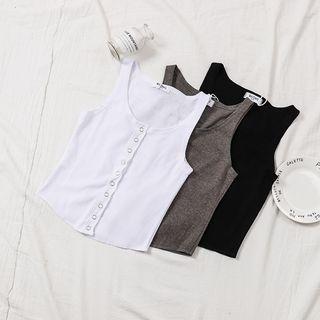 Cropped Buttoned Tank Top