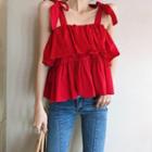 Spaghetti Strap Tiered Top Red - One Size