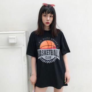 Short-sleeve Basketball Print T-shirt