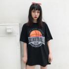 Short-sleeve Basketball Print T-shirt
