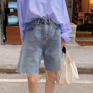 High Waist Straight Leg Denim Shorts