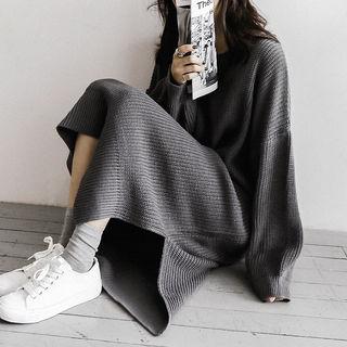Oversized Long Rib-knit Dress