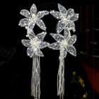 Flower Mesh Faux Crystal Earring 1 Pair - White - One Size