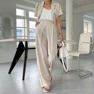 Officewear Set: Crop Blazer + Wide Pants
