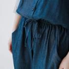 Spaghetti-strap Drawstring-waist Denim Jumpsuit
