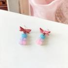 Bear Drop Earring 1 Pair - S925 Silver - Pink & Blue - One Size
