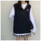 Patched Vest Dark Blue - One Size