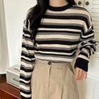Round-neck Multicolor-stripe Sweater