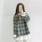 Mock Two-piece Check Pullover