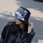 Crane Print Panel Plain Bucket Hat Black - M (56-58cm)