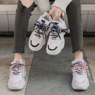 Fleece-lined Furry Platform Sneakers