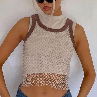 Mesh Crop Tank Top / Plain Tank Top / Set