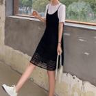 Strappy Lace Dress Black - 3xl