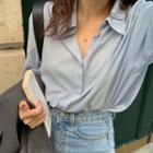 Lapel Loose-fit Long-sleeve Shirt As Shown In Figure - One Size