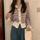 Round-neck Printed Floral Oversize Cardigan