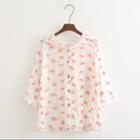 Watermelon Print 3/4 Sleeve Hooded Jacket