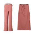 Tie-strap Straight Leg Dress Pants / Midi A-line Skirt